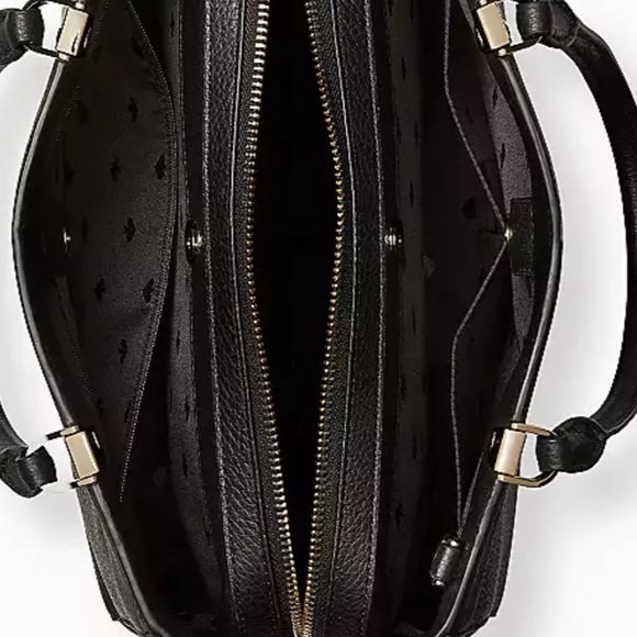 KATE SPADE LEILA MEDIUM TRIPLE COMPARTMENT SATCHEL SHOULDER BAG BLACK LEATHER - Picture 2 of 14